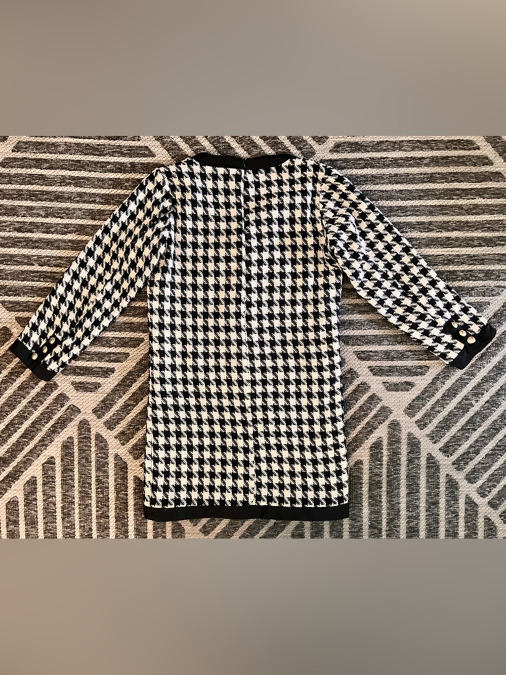 POMANDER PLACE TUCKERNUCK Medium Coco Herringbone Black White Mini Dress - Picture 12 of 12